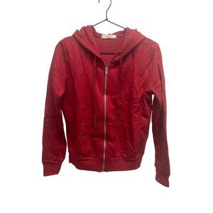 Active USA Red Hooded Full-Zip Sweatshirt Small Cotton/Polyester Blend
